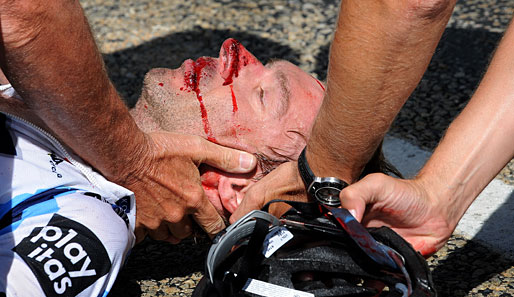 Jens Voigt stürzte auf der 16. Etappe der Tour der France 2009 schwer