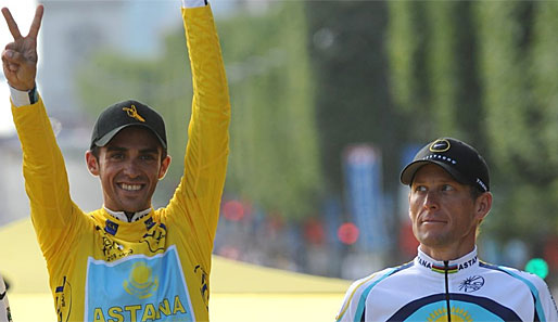 Alberto Contador (l.) und Lance Armstrong werden auch nach der Tour keine Freunde