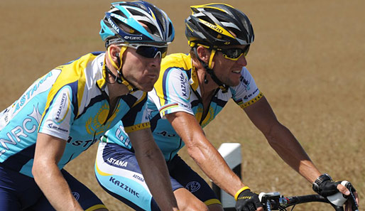 Astana-Duo getrennt: Levi Leipheimer (l.) und Lance Armstrong