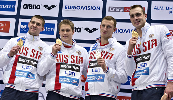 Die russische 4x50-Meter-Staffel hatte in Dänemark Gold gewonnen
