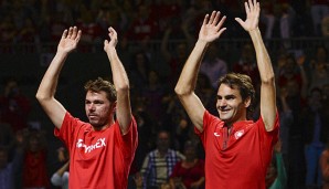 Knapp, aber doch: Stanislas Wawrinka und Roger Federer lassen sich zurecht feiern