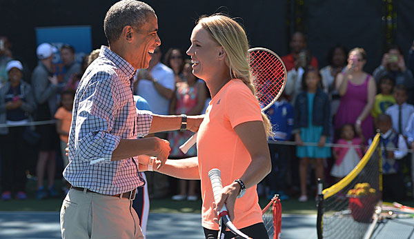 Lockeres Duell: US-Präsident Barack Obama forderte Caroline Wozniacki