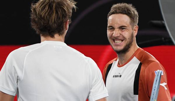 Jan-Lennard Struff und Alexander Zverev beim gemeinsamen Auftritt beim ATP Cup Anfang 2021 in Australien.