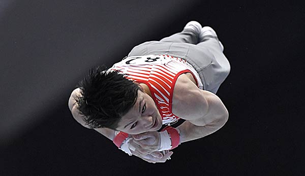 Kohei Uchimura während er springt