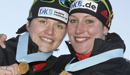 Sandra Kiriasis (l.) und Romy Logsch belegten in Igls den dritten Rang