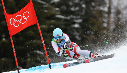 Eva-Maria Brem belegte bei den olympischen Spielen den siebten Platz im Riesenslalom