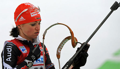 Die zweifache Olympiasiegerin Andrea Henkel führte die deutsche Staffel auf Platz drei