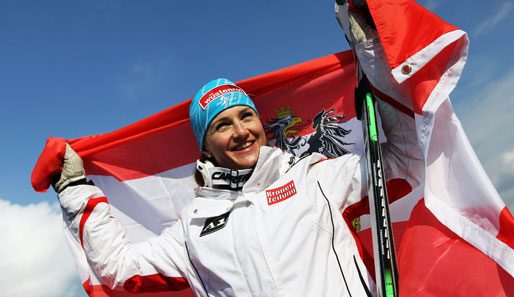 Elisabeth Görgl holte Gold für Österreich in der Abfahrt