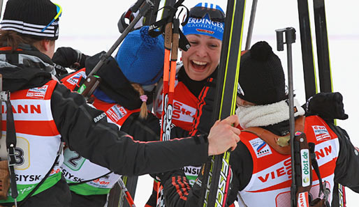 Magdalena Neuner führte die deutsche Biathlon-Staffel zur Goldmedaille