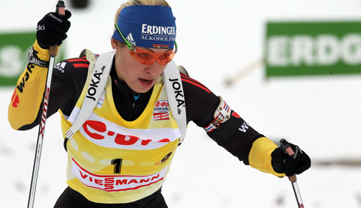 Magdalena Neuner erreichte beim Springt in Hochfilzen den 4. Rang