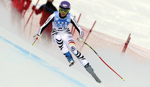 Maria Höfl-Riesch siegte in der Super-Kombination in St. Moritz knapp vor Lindsey Vonn