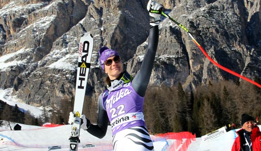 Maria Höfl-Riesch musste sich beim Super-G in Cortina d'Ampezzo nur Lindsey Vonn beugen