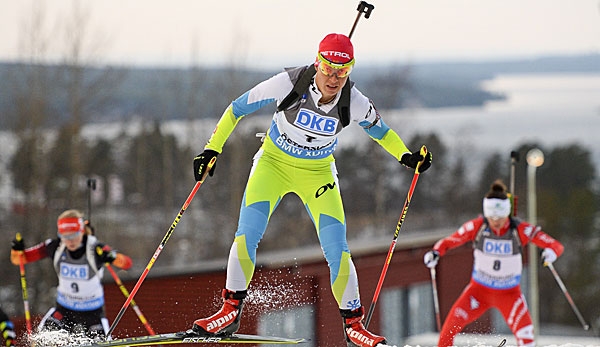 Teja Gregprin beim 10 Kilometer Lauf im Biathlon