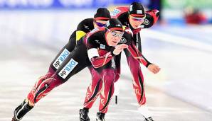 Das deutsche Eisschnelllauf-Verfolger-Team beim Lauf