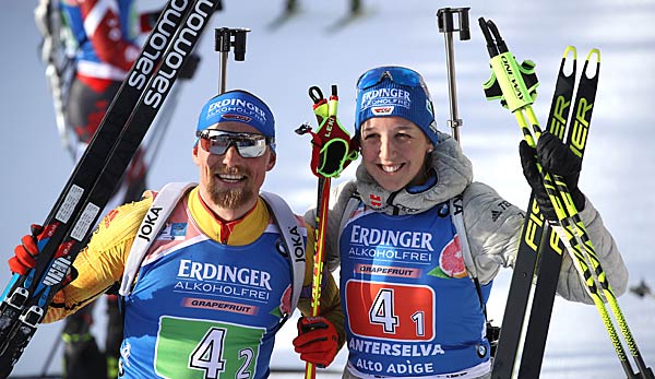Franziska Preuß und Erik Lesser holten die dritte Medallie für Deutschland.
