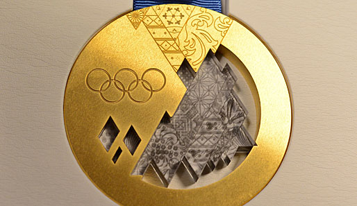 So sieht die Goldmedaille der olympischen Winterspiele in Sotschi 2014 aus