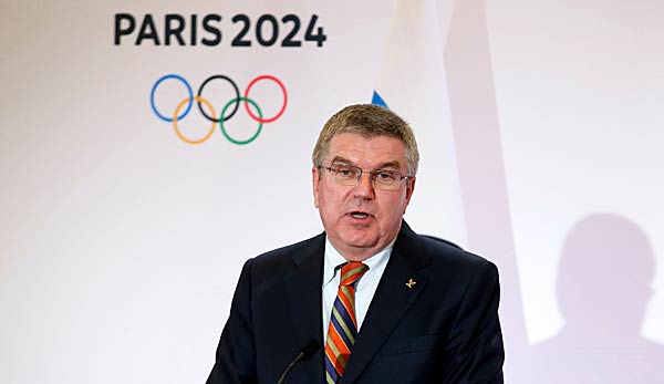 IOC Präsident Thomas Bach auf einer Pressekonferenz zu Olympia 2024
