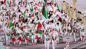 Italien schickte die erste richtig große Delegation ins Stadion. Mehr als 400 Athleten und Athletinnen sind für das Land, das wie ein Stiefel aussieht, in Tokio am Start.