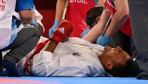 Jonathan Horne hat sich in seinem zweiten Vorrunden-Kampf beim Kumite schwer verletzt.