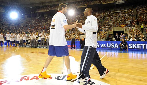 Kobe Bryant (r.) lobte Pau Gasol vor den Olympischen Spielen in höchsten Tönen