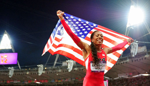 Sanya Richards-Ross jubelt über ihre Goldmedaille