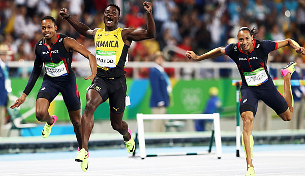 Omar McLeod (M.) ließ der Konkurrenz in Rio über die 110 Meter Hürden keine Chance