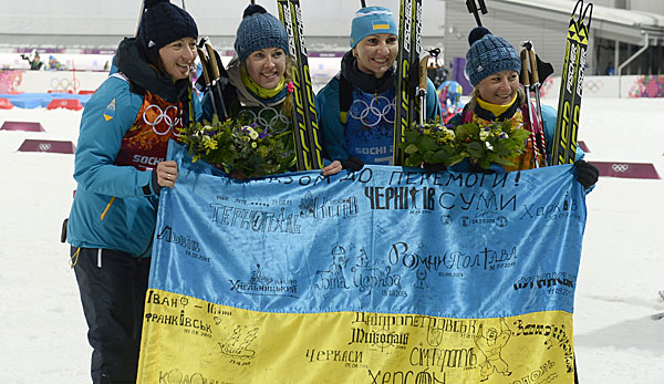 Die Ukrainerinnen nach ihrem Sieg