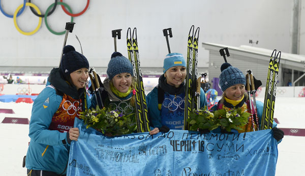 Vita Semerenko, Juliya Dzhyma, Olena Pidhrushna und Valj Semerenko holten Gold in der Staffel