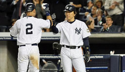 Die Yankees-Stars Derek Jeter und Hideki Matsui verbuchten je einen Homerun