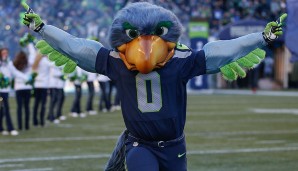 Blitz - Seattle Seahawks (NFL): Die Seahawks haben gleich drei Maskottchen, das bekannteste neben Blitz ist natürlich Taima, ein echter Augurenbussard. Zudem gibt es noch Boom, ein herkömmliches Maskottchen