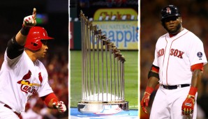 Wer holt die Commissioner's Trophy? Carlos Beltrans (l.) Cardinals oder die Red Sox von David Ortiz?