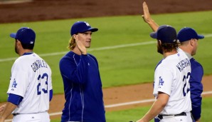 High Five! Zach Greinke (l.) und Clayton Kershaw bilden ein überragendes Duo für die Dodgers