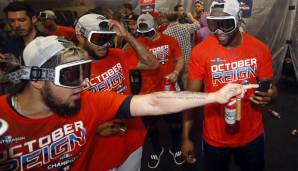 Die Houston Astros feierten ihren dritten Division-Titel in Serie ausgelassen.
