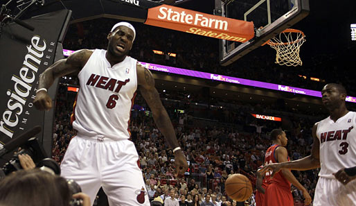 LeBron James (l.) wechselte zu Beginn dieser Saison zu Dwyane Wade und den Miami Heat