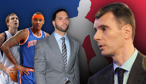 Die Protagonisten der Deadline: Prokhorov, Williams, Anthony (v.r.). Nowitzkis Mavs gehen leer aus