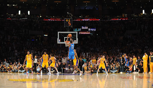 Kevin Durant traf den entscheidenden Dreier zum Sieg der Thunder bei den Lakers