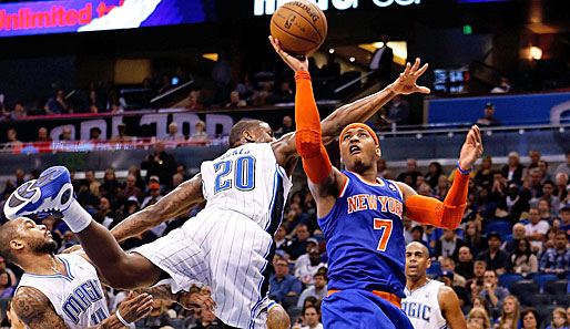 Superstar Carmelo Anthony (r.) führte die New York Knicks mit 40 Punkten zum Sieg
