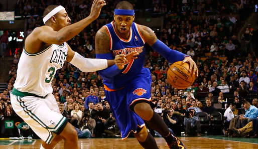 Carmelo Anthony (r.) führte die Knicks gegen Boston einmal mehr zum Sieg