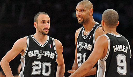 Manu Ginobili, Tim Duncan und Tony Parker spielen seit 2001 zusmamen für die Spurs