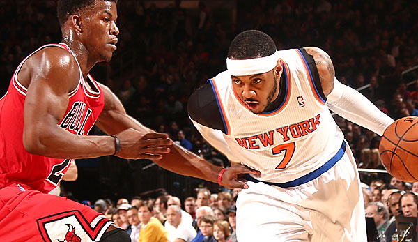 Carmelo Anthony (r.) und die New York Knicks holten sich den Heimsieg gegen Chicago