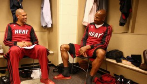 Shane Battier (l.) und Ray Allen spielten die vergangenen beiden Jahre gemeinsam für Miami