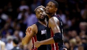 Dwyane Wade (l.) und Chris Bosh spielen seit 2014 gemeinsam für die Miami Heat