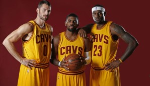 Kevin Love, Kyrie Irving und LeBron James (v.l.n.r.) bilden Clevelands neues Super-Trio