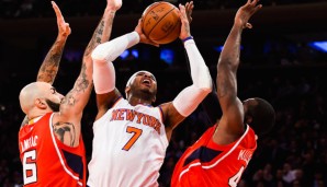 Carmelo Anthony (M.) gelangen mit den Knicks bislang erst zwei Saisonsiege