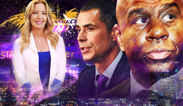 Das neue Führungstrio der Lakers: Jeanie Buss, Rob Pelinka und Magic Johnson