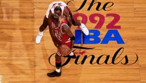 Platz 3 (8 Prozent): Sechs Dreier in Spiel 1 der NBA Finals 1992 gegen die Portland Trail Blazers inklusive Schulterzucken.