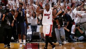 Platz 7: Dwyane Wade (Miami Heat): 52 Punkte (16/34 FG, 47,1 Prozent) in der Crunchtime in den Playoffs 2006 in 14 Spielen.