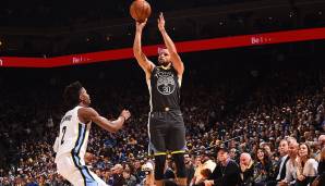 Platz 1: Stephen Curry (Golden State Warriors) - 10 verwandelte Dreier (bei 13 Versuchen) gegen die Memphis Grizzlies.