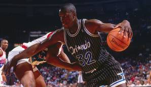 Platz 5: Shaquille O'Neal (1993/94, Orlando Magic) - 23,9 Punkte, 13,9 Rebounds, 3,5 Blocks.