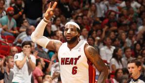 Platz 3: LeBron James (Miami Heat): 61 Punkte gegen die Charlotte Bobcats am 03. März 2014